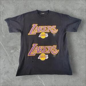 Los Angeles Lakers Shirt Men Large Black 90S Vf Knitwear Wraparound Rare